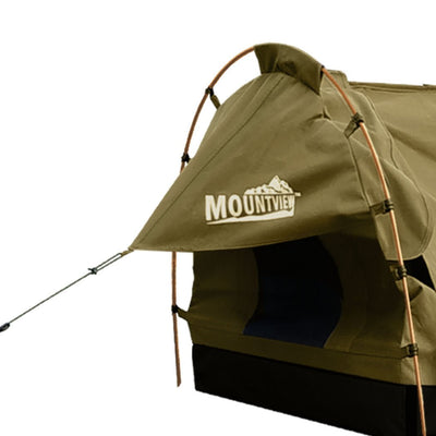 Mountview King Single Swag Camping Swags Canvas Dome Tent Hiking Mattress Khaki Payday Deals