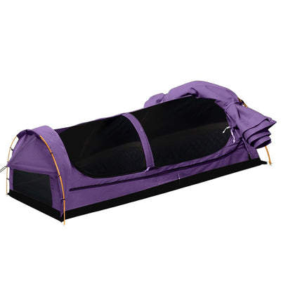 Mountview King Single Swag Camping Swags Canvas Dome Tent Hiking Mattress Purple Payday Deals