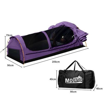 Mountview King Single Swag Camping Swags Canvas Dome Tent Hiking Mattress Purple Payday Deals