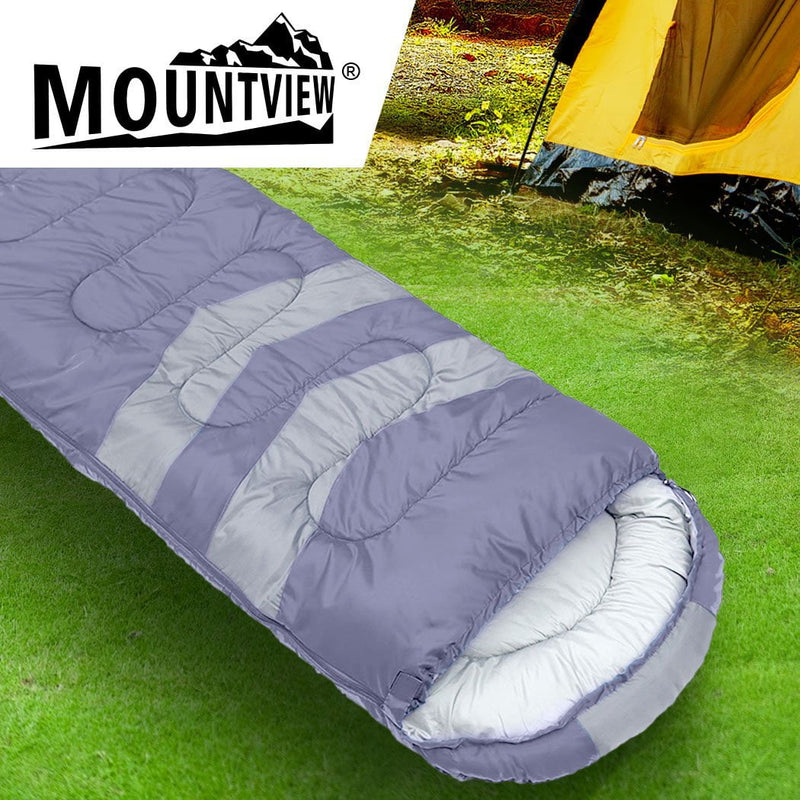 Mountview Single Sleeping Bag Bags Outdoor Camping Hiking Thermal -10â„ƒ Tent Grey Payday Deals