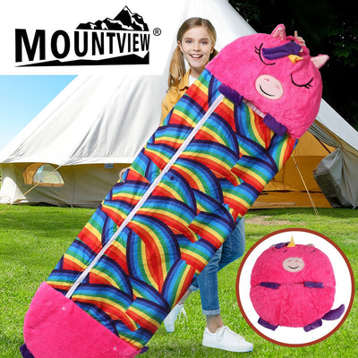 Mountview Sleeping Bag Child Pillow Kids Bags Happy Napper Gift Unicorn 180cm L Payday Deals