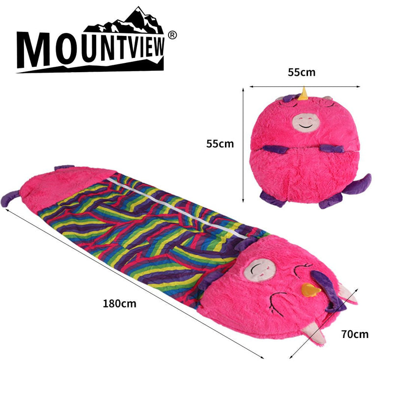 Mountview Sleeping Bag Child Pillow Kids Bags Happy Napper Gift Unicorn 180cm L Payday Deals