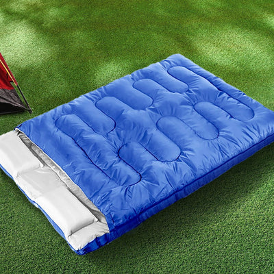 Mountview Sleeping Bag Double Bags Outdoor Camping Thermal 0â„ƒ-18â„ƒ Hiking Blue Payday Deals