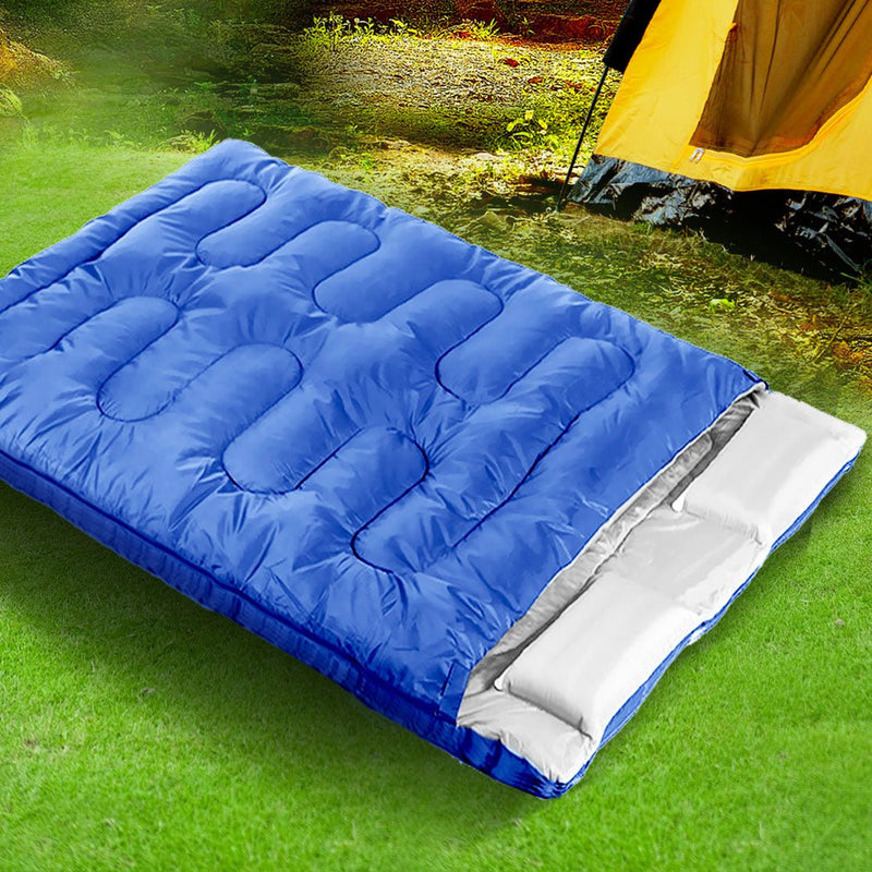 Mountview Sleeping Bag Double Bags Outdoor Camping Thermal 0â„ƒ-18â„ƒ Hiking Blue Payday Deals