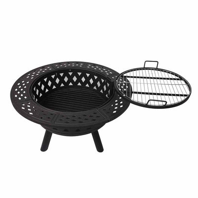 Moyasu Fire Pit BBQ Grill Outdoor Fireplace Camping Firepit Steel Portable 38" Payday Deals