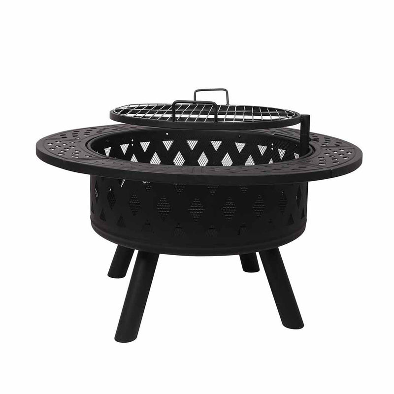 Moyasu Fire Pit BBQ Grill Outdoor Fireplace Camping Firepit Steel Portable 38" Payday Deals