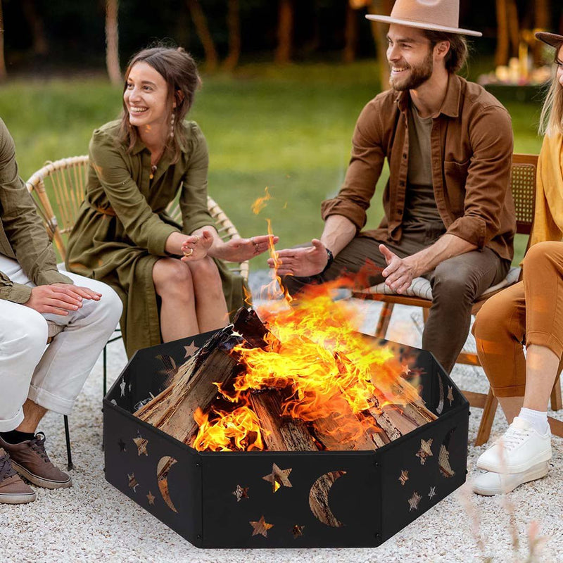 Moyasu Round Fire Pit Ring Outdoor Fireplace Camping Firepit Steel Portable 36" Payday Deals