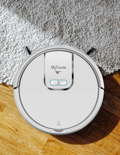 MyGenie WI-FI GMAX Robotic Vacuum Cleaner Mop App Control Dry & Wet Auto Robot 35 x 8.75cm White Payday Deals