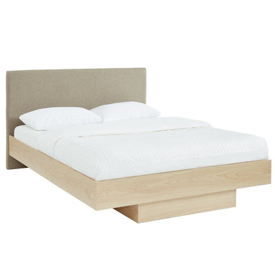 Natural Oak Wood Floating Bed Frame Queen Payday Deals