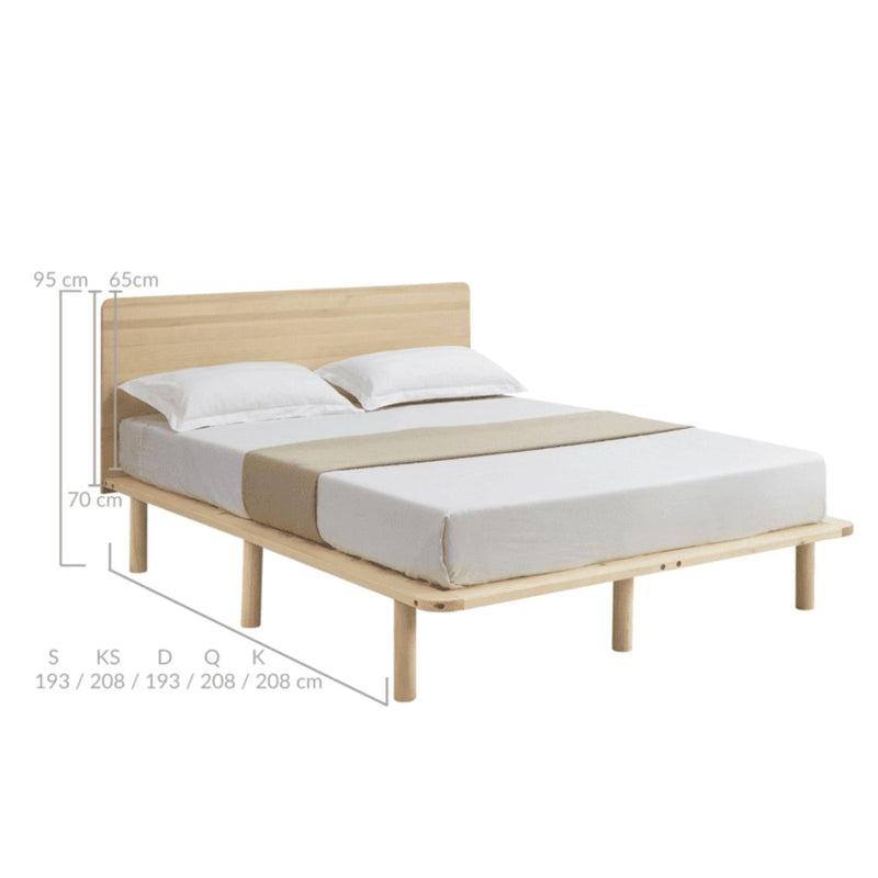 Natural Solid Wood Bed Frame Bed Base with Headboard King Single Payday Deals