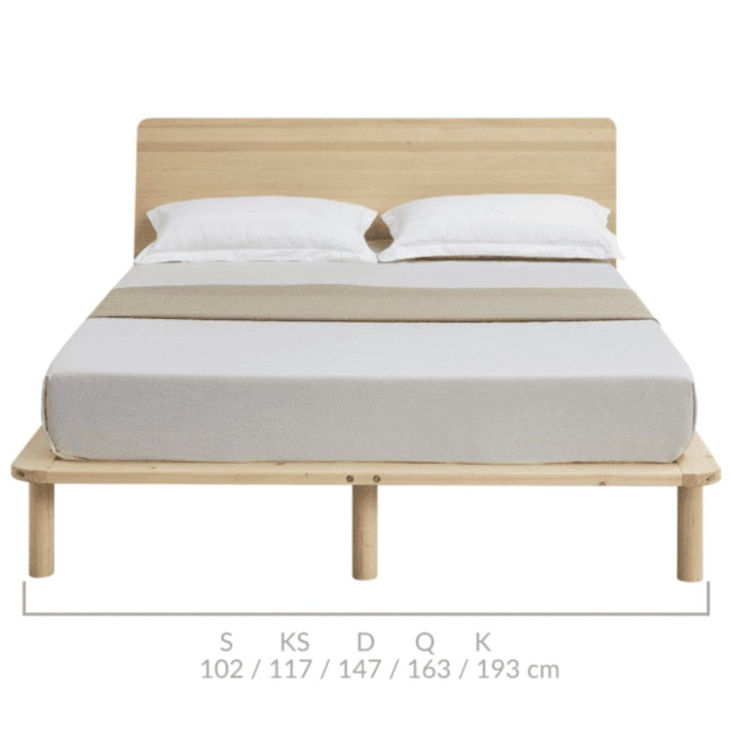 Natural Solid Wood Bed Frame Bed Base with Headboard King Single Payday Deals
