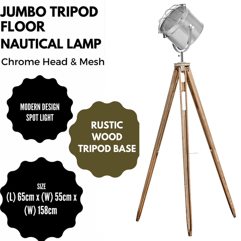 NAUTICAL TRIPOD FLOOR LAMP Searchlight Modern Spot Light Retro Industrial 75029 Payday Deals