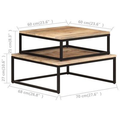 Nesting Coffee Tables 2 pcs Solid Mango Wood Payday Deals