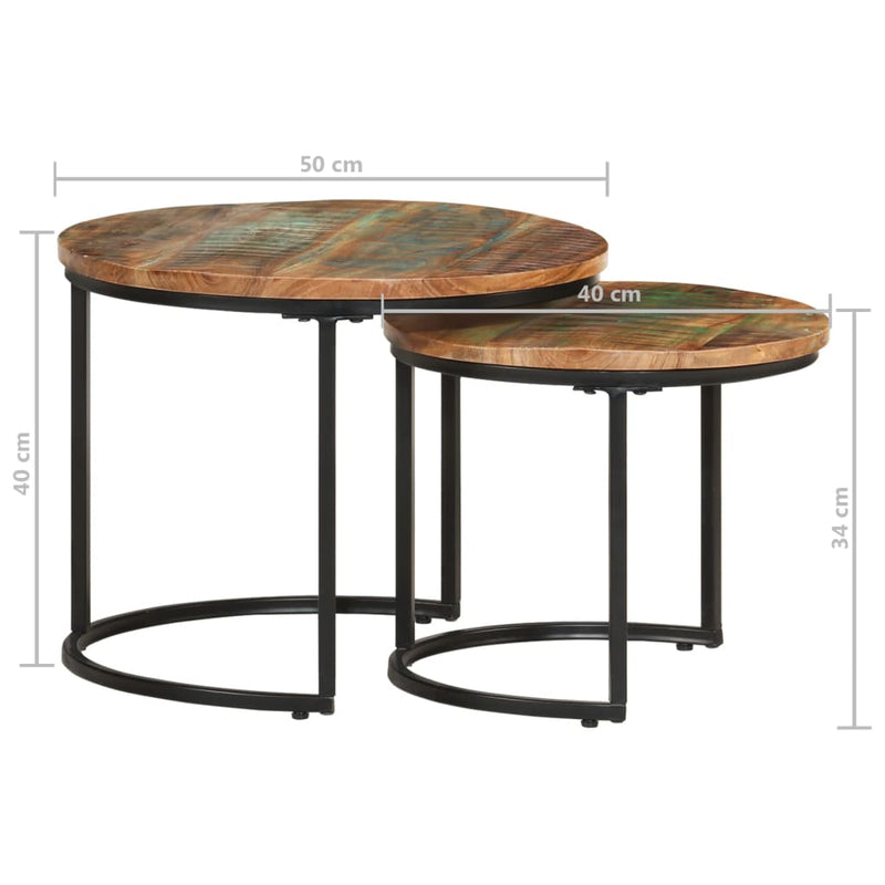 Nesting Tables 2 pcs Solid Wood Reclaimed Payday Deals