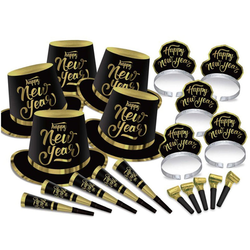 New Years Eve Black & Gold 50 Guest Party Box Payday Deals