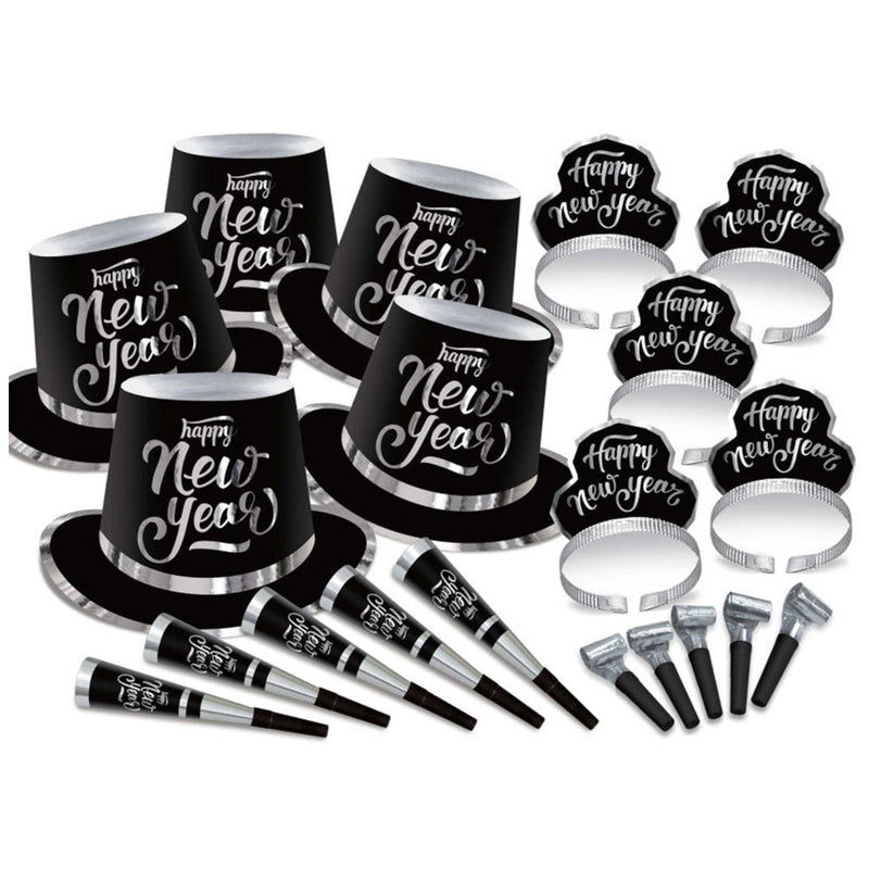 New Years Eve Black & Silver 20 Guest Party Box Payday Deals