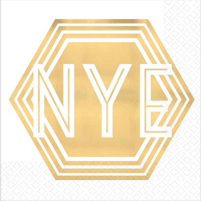 New Years Eve NYE Beverage Napkins Foil Hot Stamped 16 Pack
