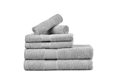 Amelia 500GSM 100% Cotton Towel Set -Single Ply carded 6 Pieces -Glacier Grey - Payday Deals