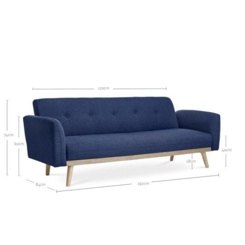 Nicholas 3-Seater Blue Foldable Sofa Bed Payday Deals