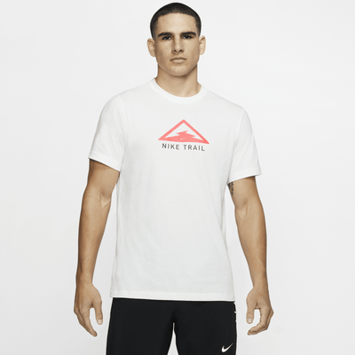 Nike Men's Dri-FIT Trail Tee Running T- Shirt - White Payday Deals