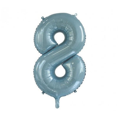 Number 8 Light Blue Foil Balloon 86cm