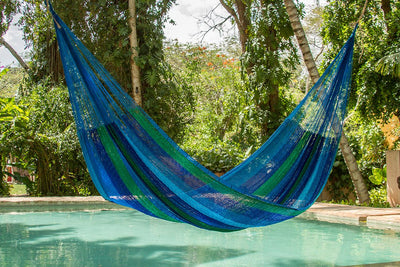 Mayan Legacy King Plus Size Nylon Mexican Hammock in Oceanica Colour
