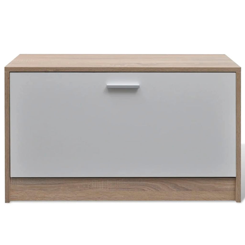 Oak and White 3-in-1 Wooden Shoe Cabinet Set Payday Deals