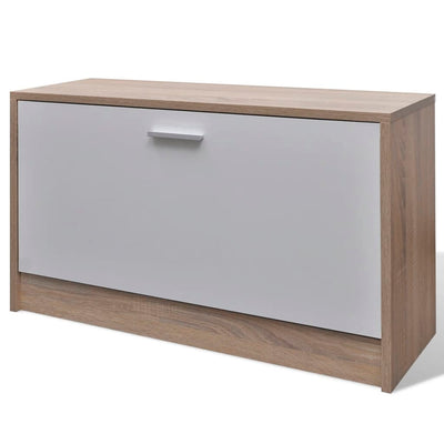 Oak and White 3-in-1 Wooden Shoe Cabinet Set Payday Deals