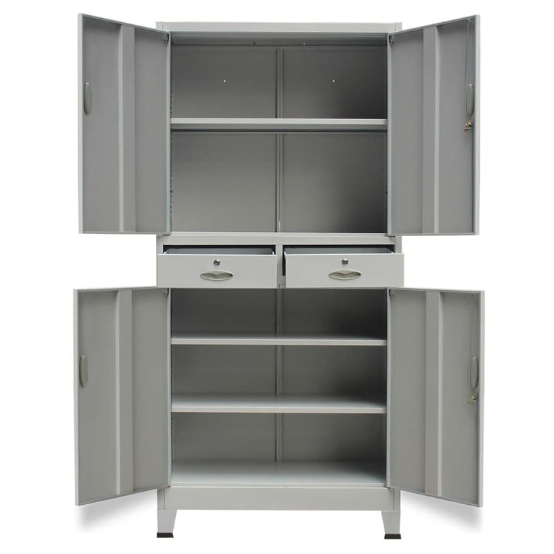 Office Cabinet with 4 Doors Steel 90x40x180 cm Grey Payday Deals