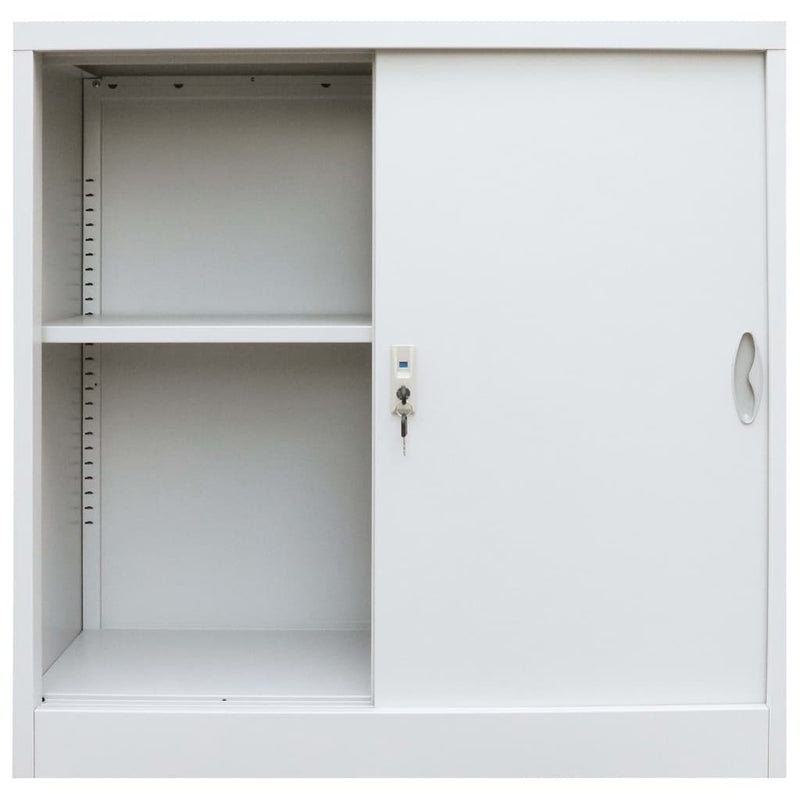 Office Cabinet with Sliding Doors Metal 90x40x90 cm Grey Payday Deals