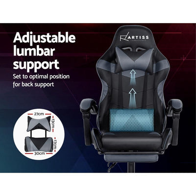 Office Chair Gaming Chair Computer Chairs Recliner PU Leather Seat Armrest Footrest Black Grey