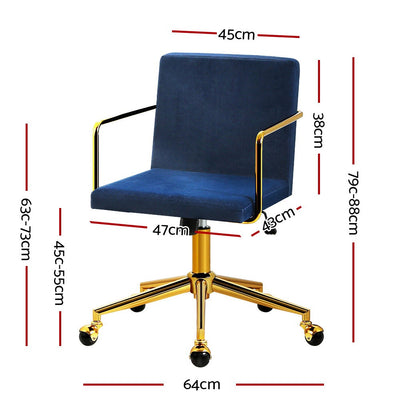Office Chair Velvet Fabric Computer Chairs Armchair Vintage Work Study Home Blue Payday Deals