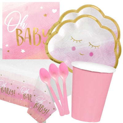 Oh Baby Pink Baby Shower 16 Guest Deluxe Tableware Party Pack