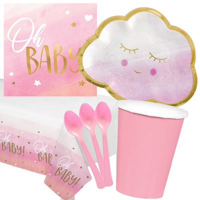 Oh Baby Pink Baby Shower 8 Guest Deluxe Tableware Party Pack