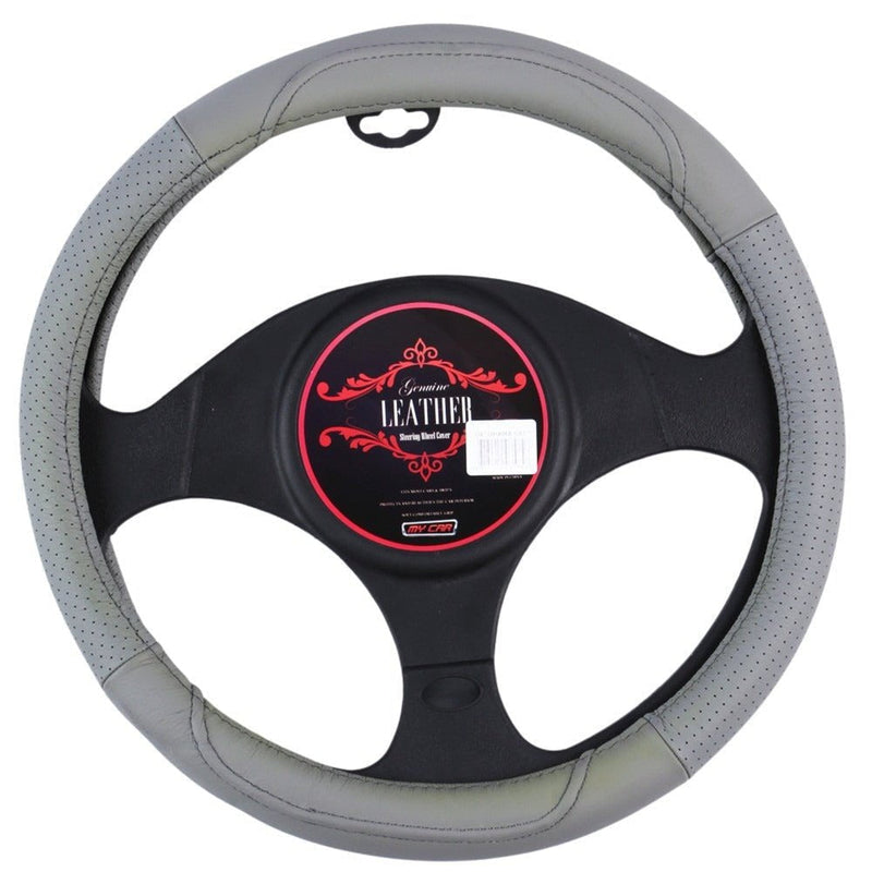 Oklahoma Steering Wheel Cover - Grey [Leather] Payday Deals