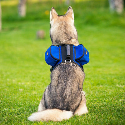 Ondoing Dog Backpack Harness Pet Carrier Saddle Bag Reflective Adjustable Outdoor Hiking-L-Blue Payday Deals