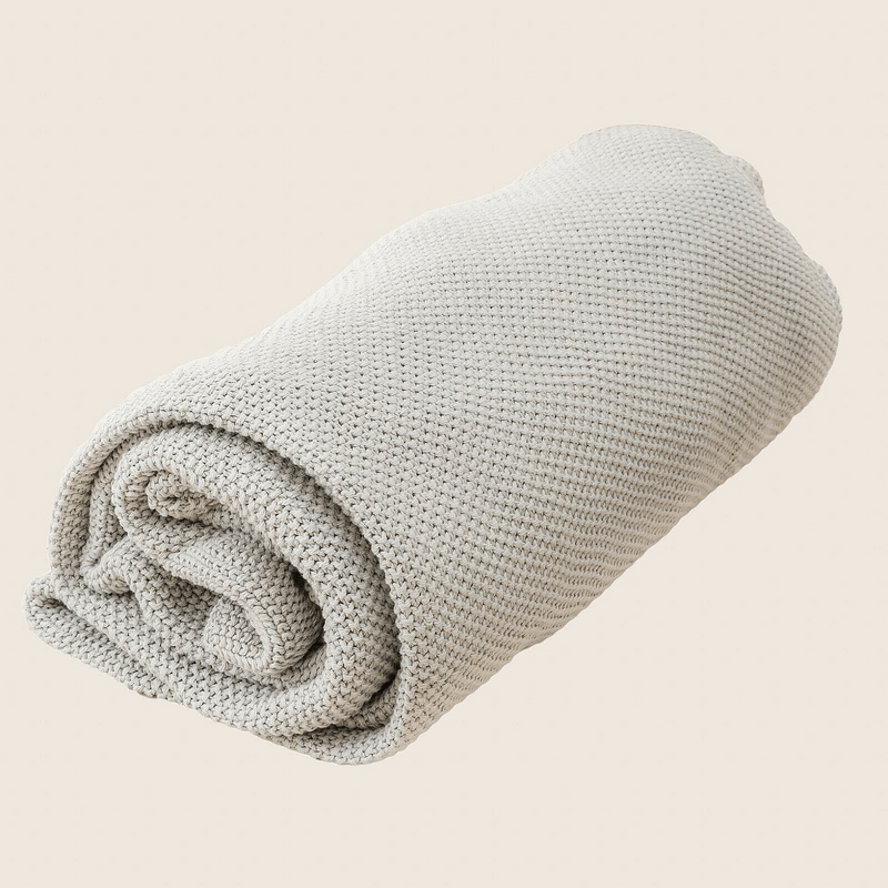 Organic Cotton Knitted Throw Blanket 180 x 230 cm Payday Deals