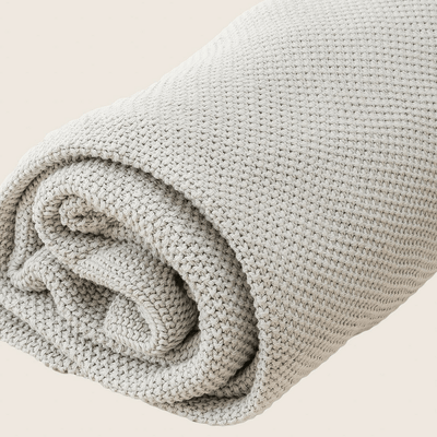 Organic Cotton Knitted Throw Blanket 180 x 230 cm Payday Deals