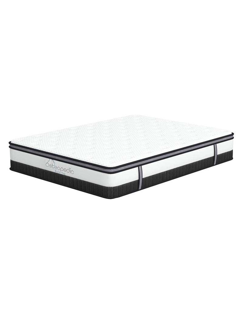 Osteopedic Euro Top Mattress Pocket Spring Medium Firm Hybrid Design Bed 30CM - King Single - White Payday Deals