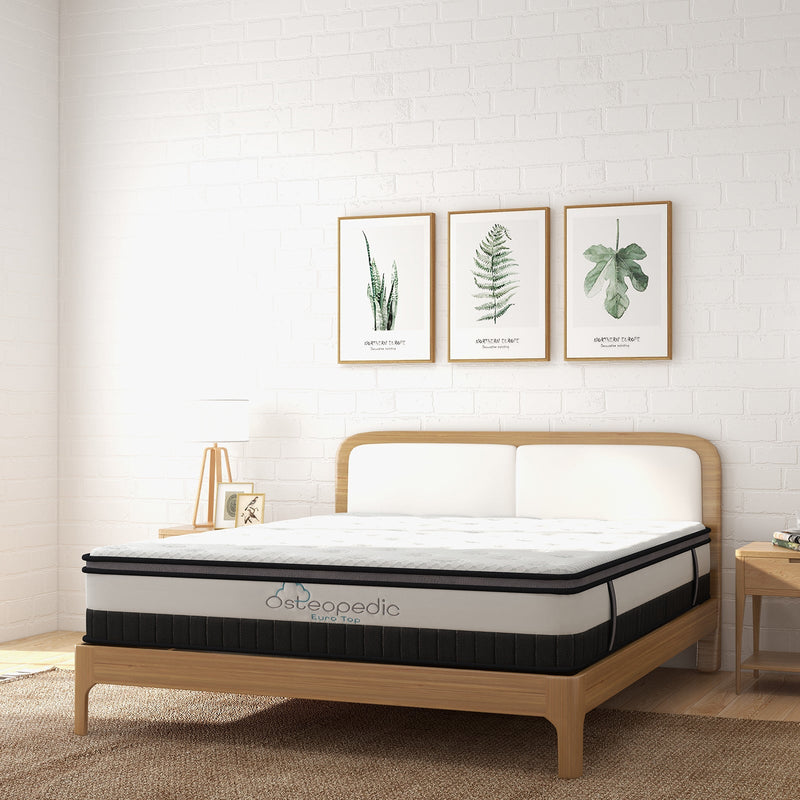 Osteopedic Euro Top Mattress Pocket Spring Medium Firm Hybrid Design Bed 30CM - King Single - White Payday Deals