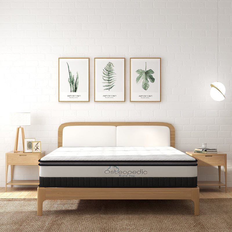 Osteopedic Euro Top Mattress Pocket Spring Medium Firm Hybrid Design Bed 30CM - King Single - White Payday Deals