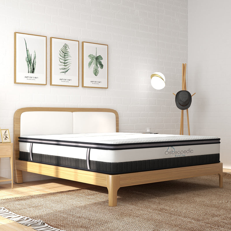 Osteopedic Euro Top Mattress Pocket Spring Medium Firm Hybrid Design Bed 30CM - King Single - White Payday Deals