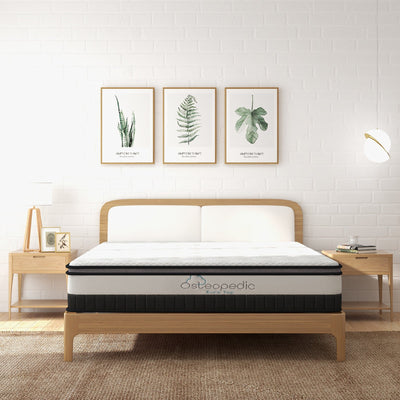 Osteopedic Euro Top Mattress Pocket Spring Medium Firm Hybrid Design Bed 30CM - King Single - White Payday Deals