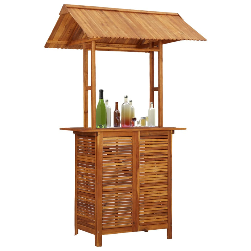 Outdoor Bar Table with Rooftop 122x106x217 cm Solid Acacia Wood Payday Deals