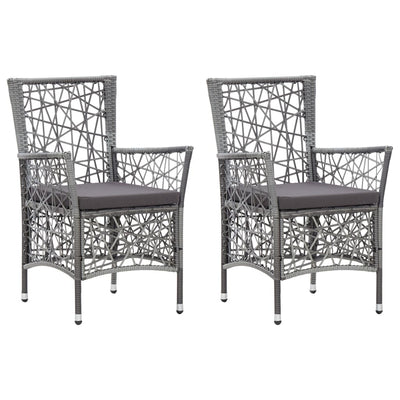 Outdoor Chairs 2 pcs with Cushions Poly Rattan Grey Payday Deals