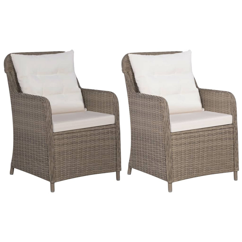 Outdoor Chairs with Cushions 2 pcs Poly Rattan Brown Payday Deals