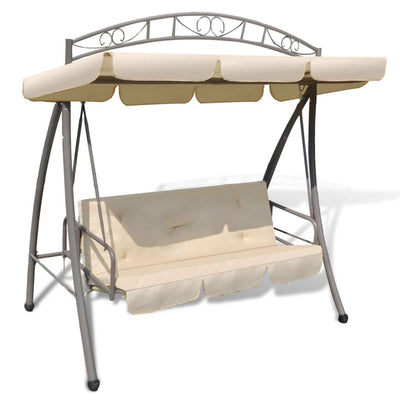Outdoor Convertible Swing Bench with Canopy Sand White Payday Deals