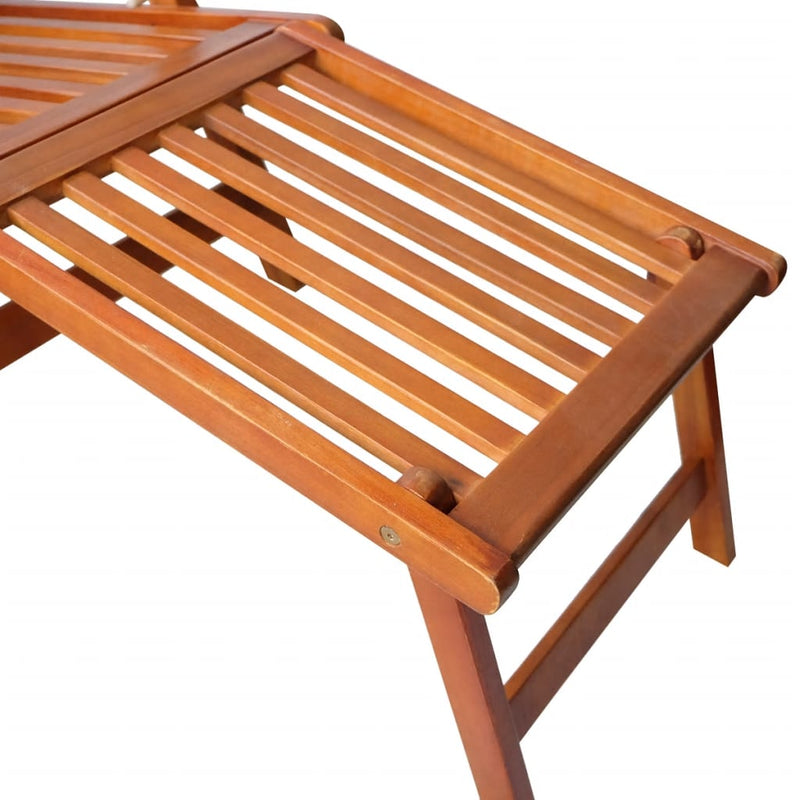 Outdoor Deck Chair with Footrest and Cushion Solid Acacia Wood Payday Deals