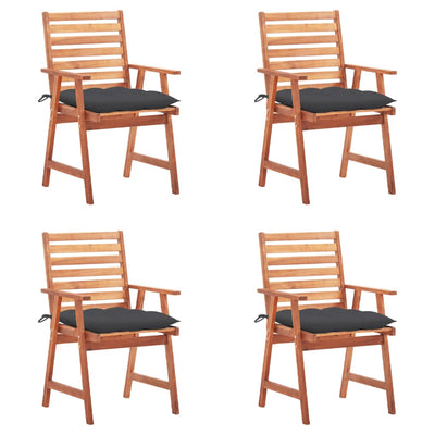 Outdoor Dining Chairs 4 pcs with Cushions Solid Acacia Wood Payday Deals