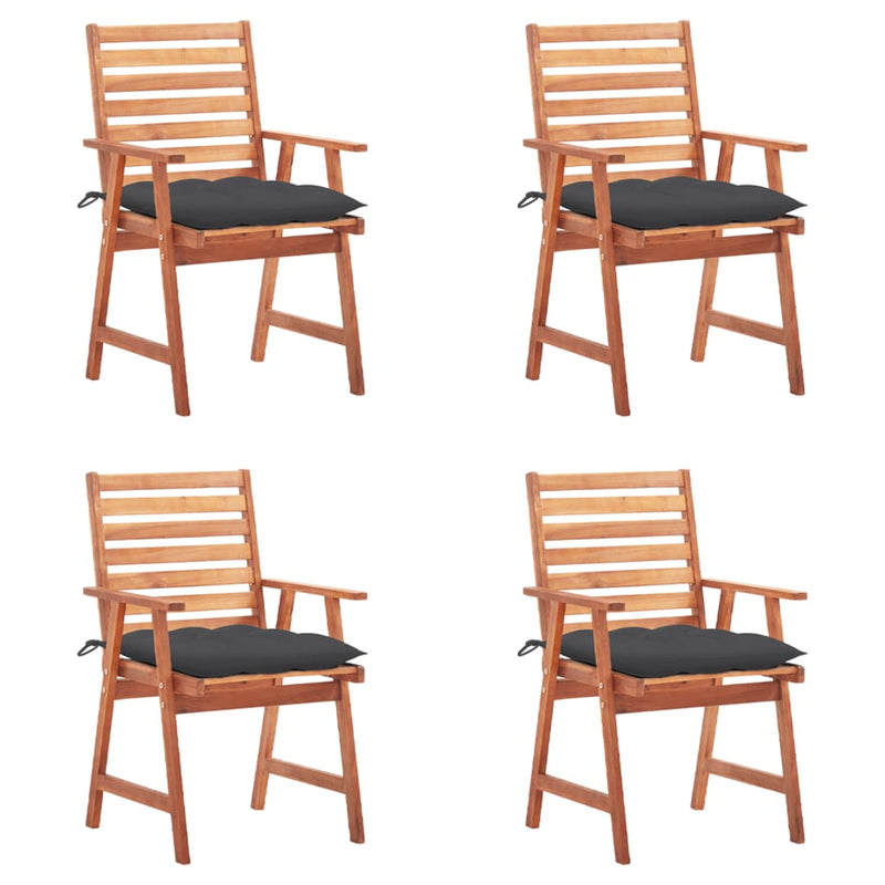 Outdoor Dining Chairs 4 pcs with Cushions Solid Acacia Wood Payday Deals